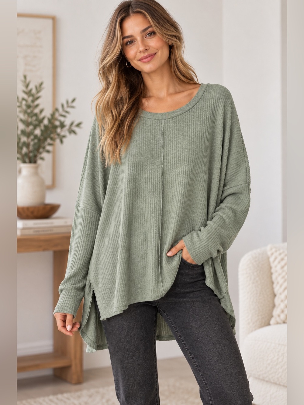 Entro Ribbed Oversized Top